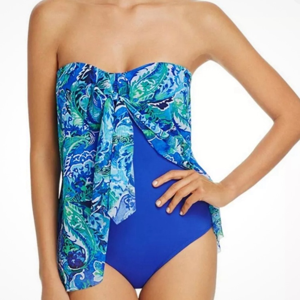 Ralph Lauren Floral Flyaway Bandeau One Piece Swimsuit